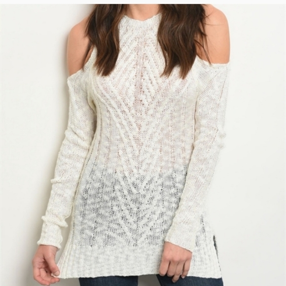 Ivory Knitted Cold Shouler Top